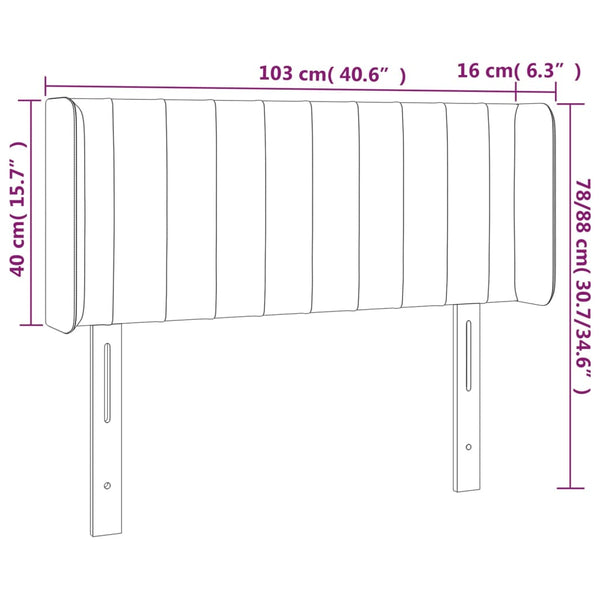 vidaXL Tête de lit à oreilles Gris foncé 103x16x78/88 cm Velours