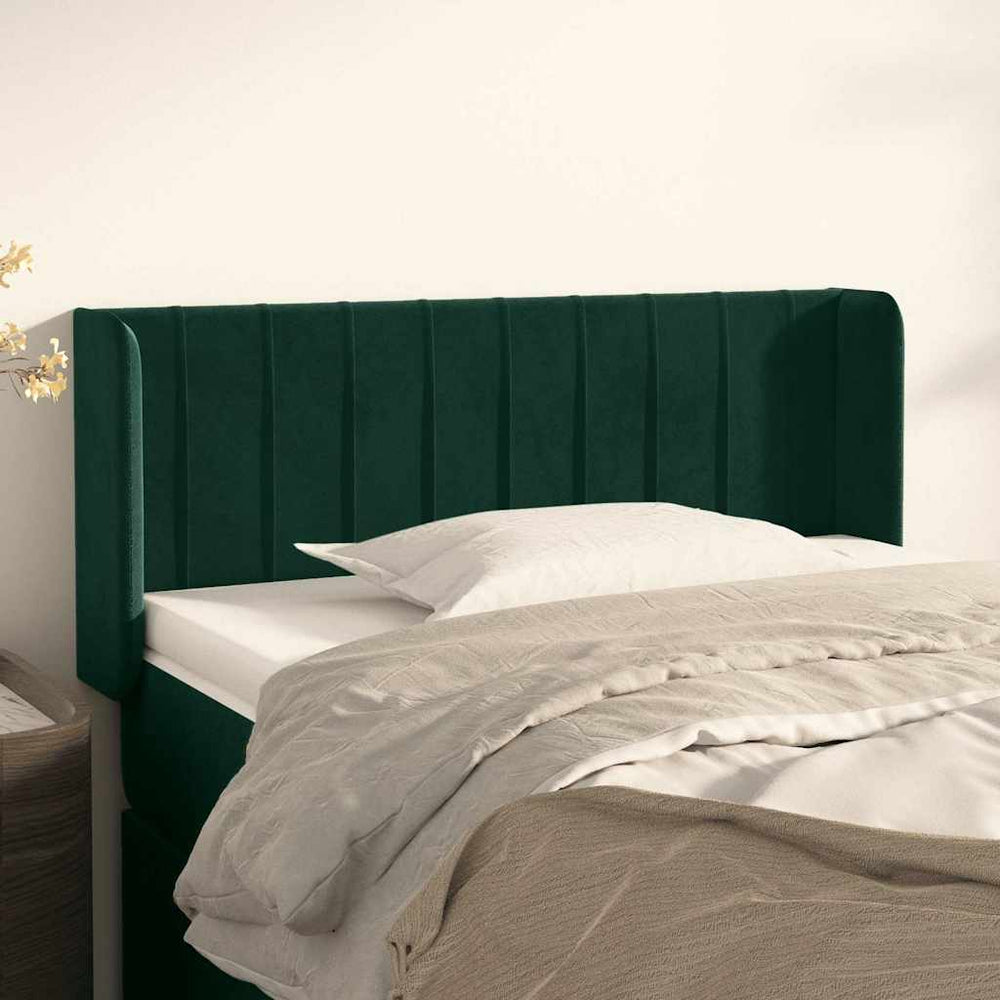 vidaXL Tête de lit à oreilles Vert foncé 103x16x78/88 cm Velours