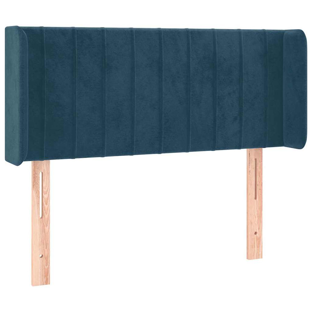 vidaXL Tête de lit à oreilles bleu foncé 103x16x78/88 cm Velours