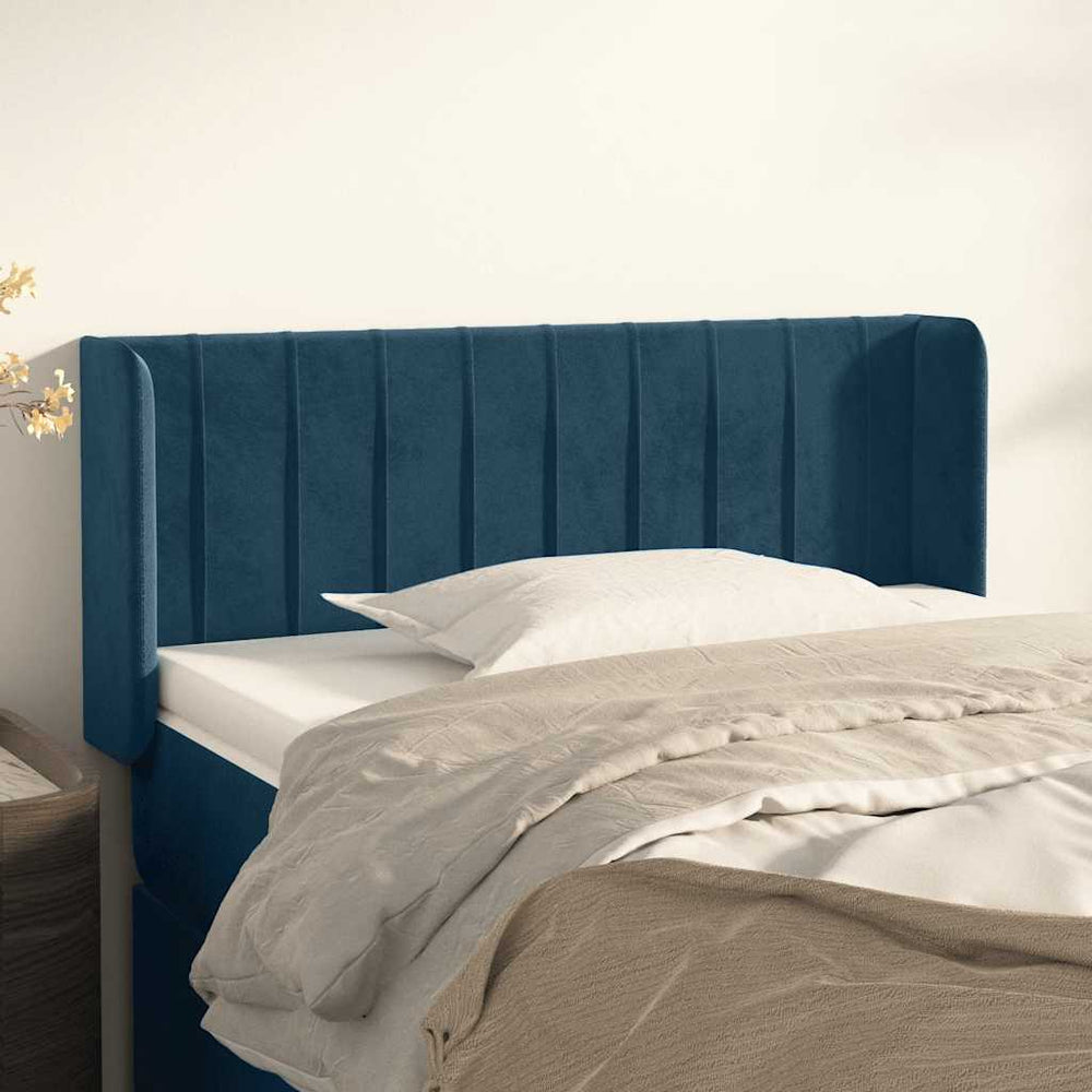 vidaXL Tête de lit à oreilles bleu foncé 103x16x78/88 cm Velours
