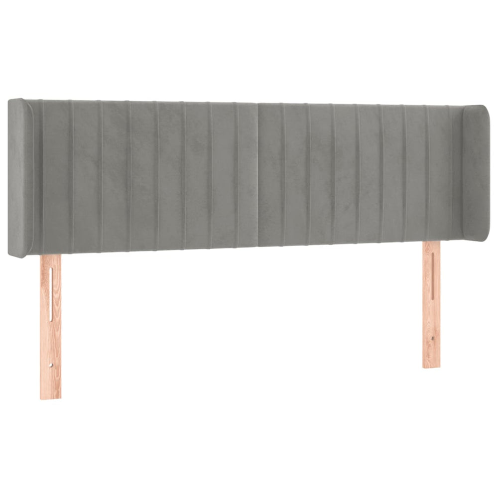 vidaXL Tête de lit à oreilles Gris clair 147x16x78/88 cm Velours