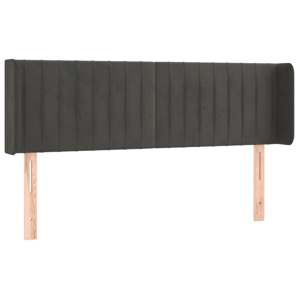 vidaXL Tête de lit à oreilles Gris foncé 147x16x78/88 cm Velours