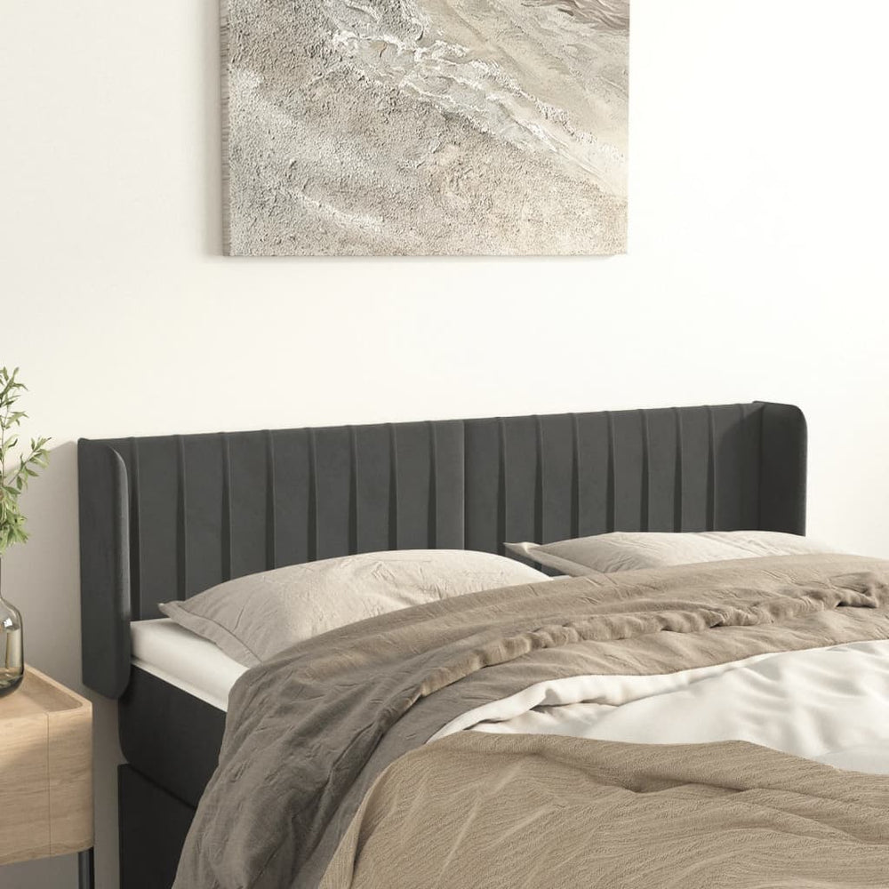 vidaXL Tête de lit à oreilles Gris foncé 147x16x78/88 cm Velours