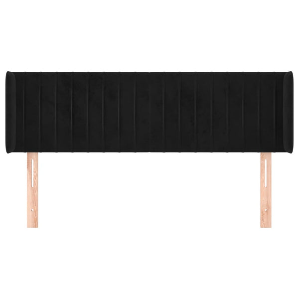Kopfteil mit Ohren Schwarz 147x16x78/88 cm Samt