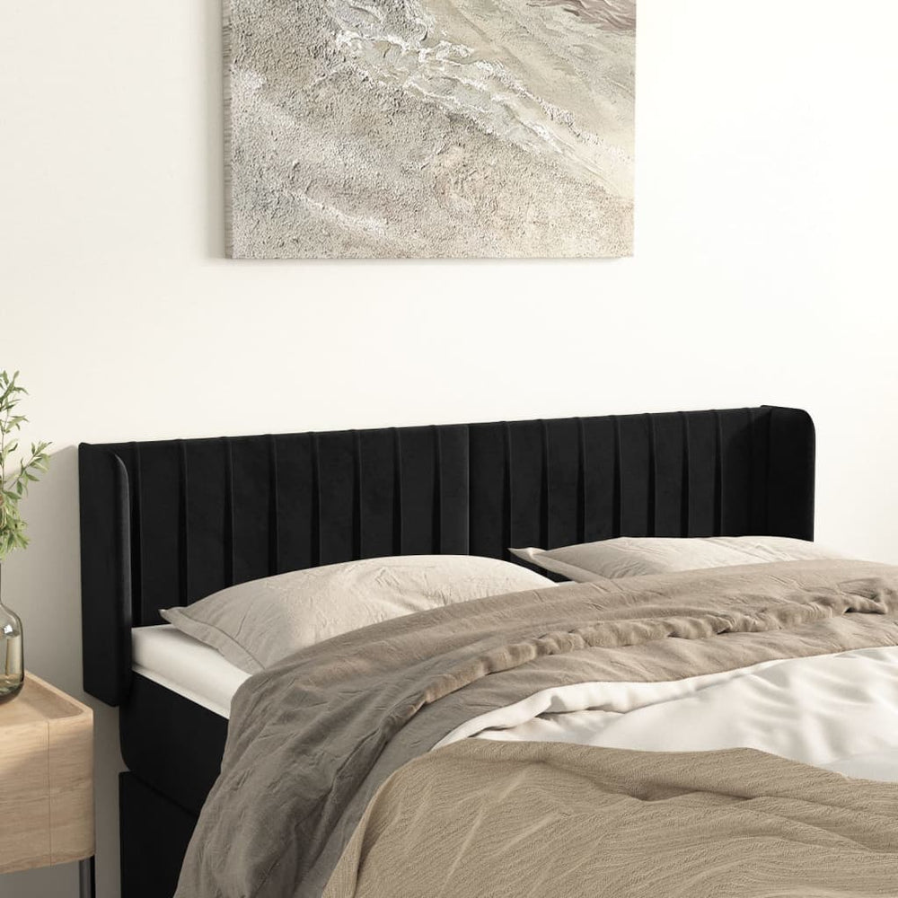 vidaXL Tête de lit à oreilles Noir 147x16x78/88 cm Velours