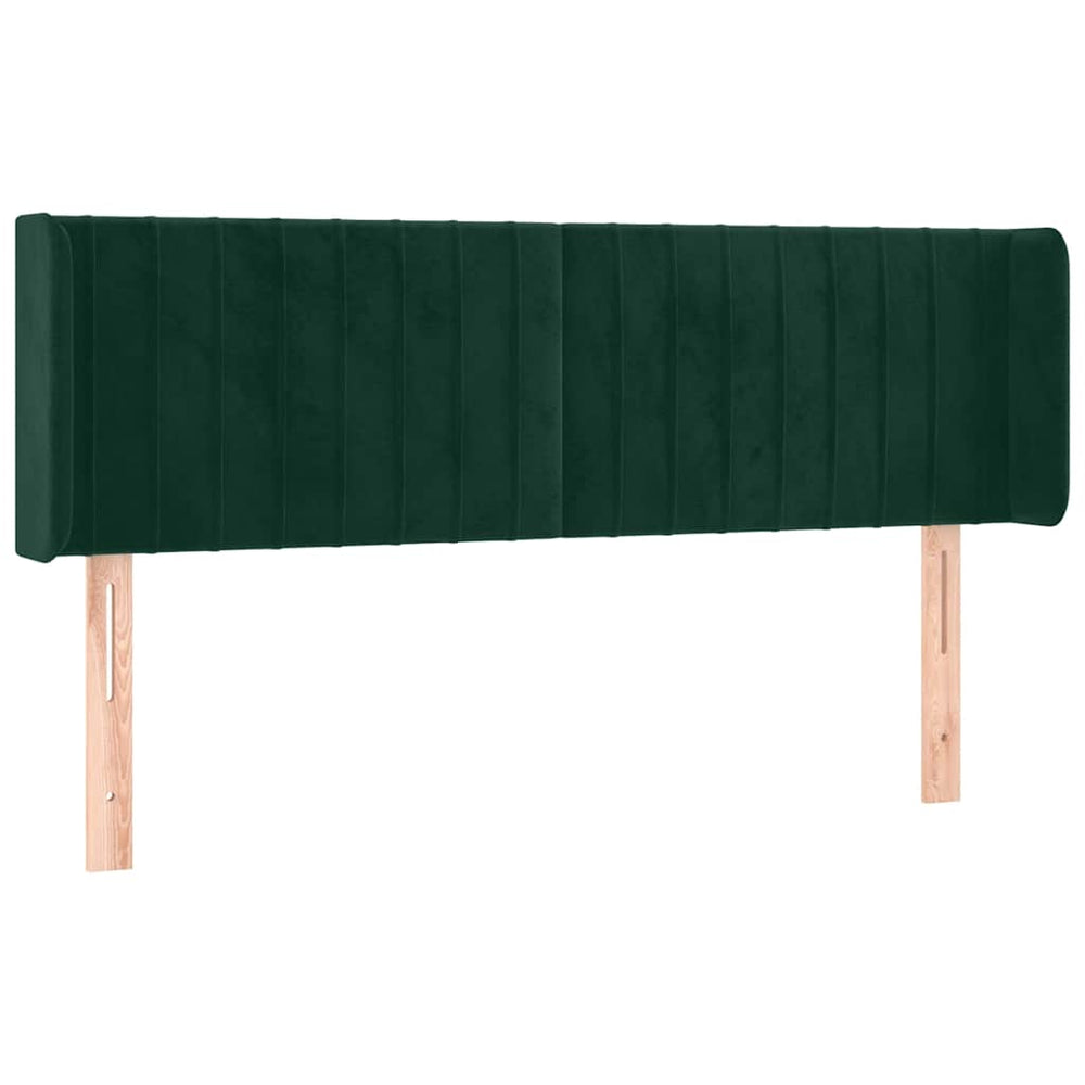 vidaXL Tête de lit à oreilles vert foncé 147x16x78/88 cm velours