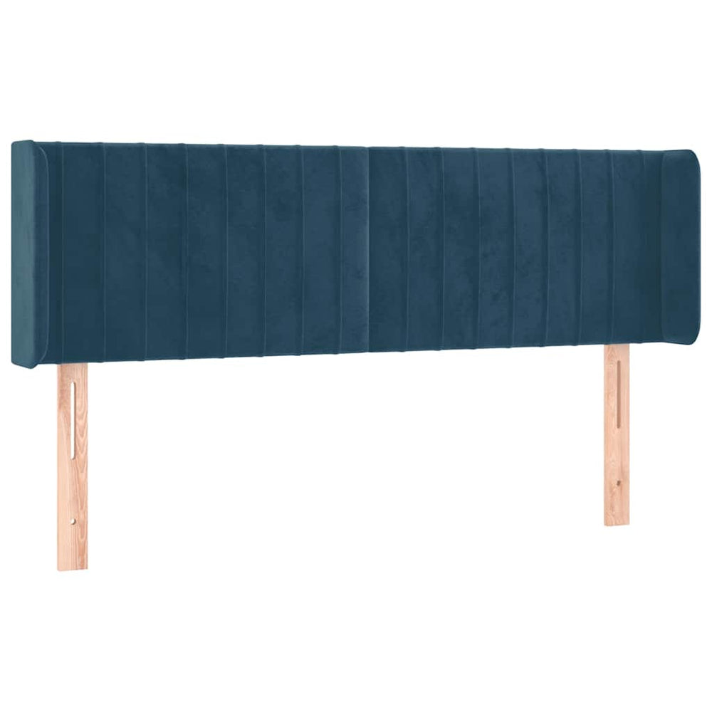 vidaXL Tête de lit à oreilles bleu foncé 147x16x78/88 cm Velours