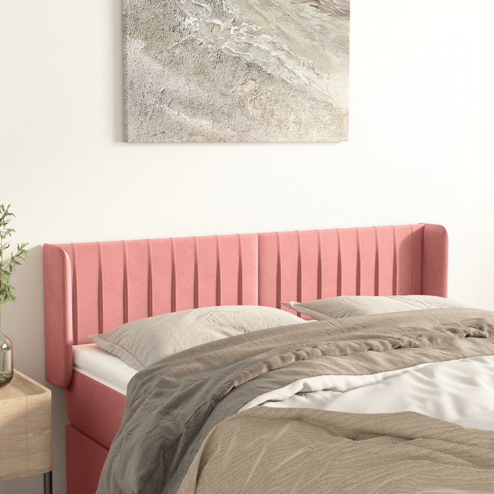 vidaXL Tête de lit à oreilles Rose 147x16x78/88 cm Velours