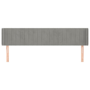 Kopfteil mit Ohren Hellgrau 163x16x78/88 cm Samt