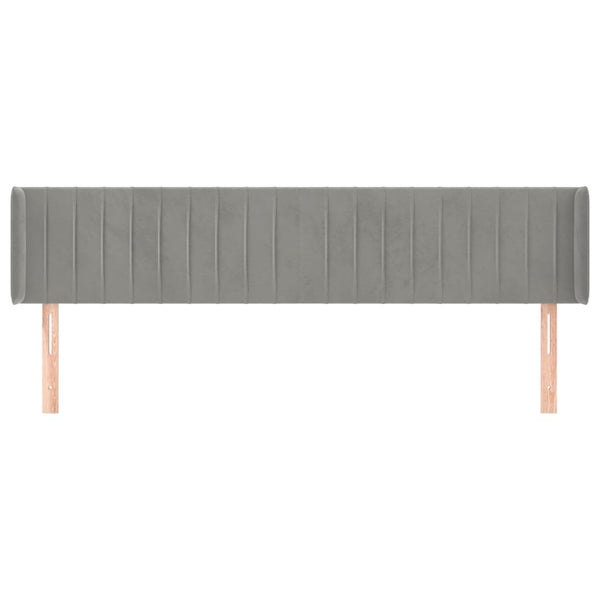 Kopfteil mit Ohren Hellgrau 163x16x78/88 cm Samt