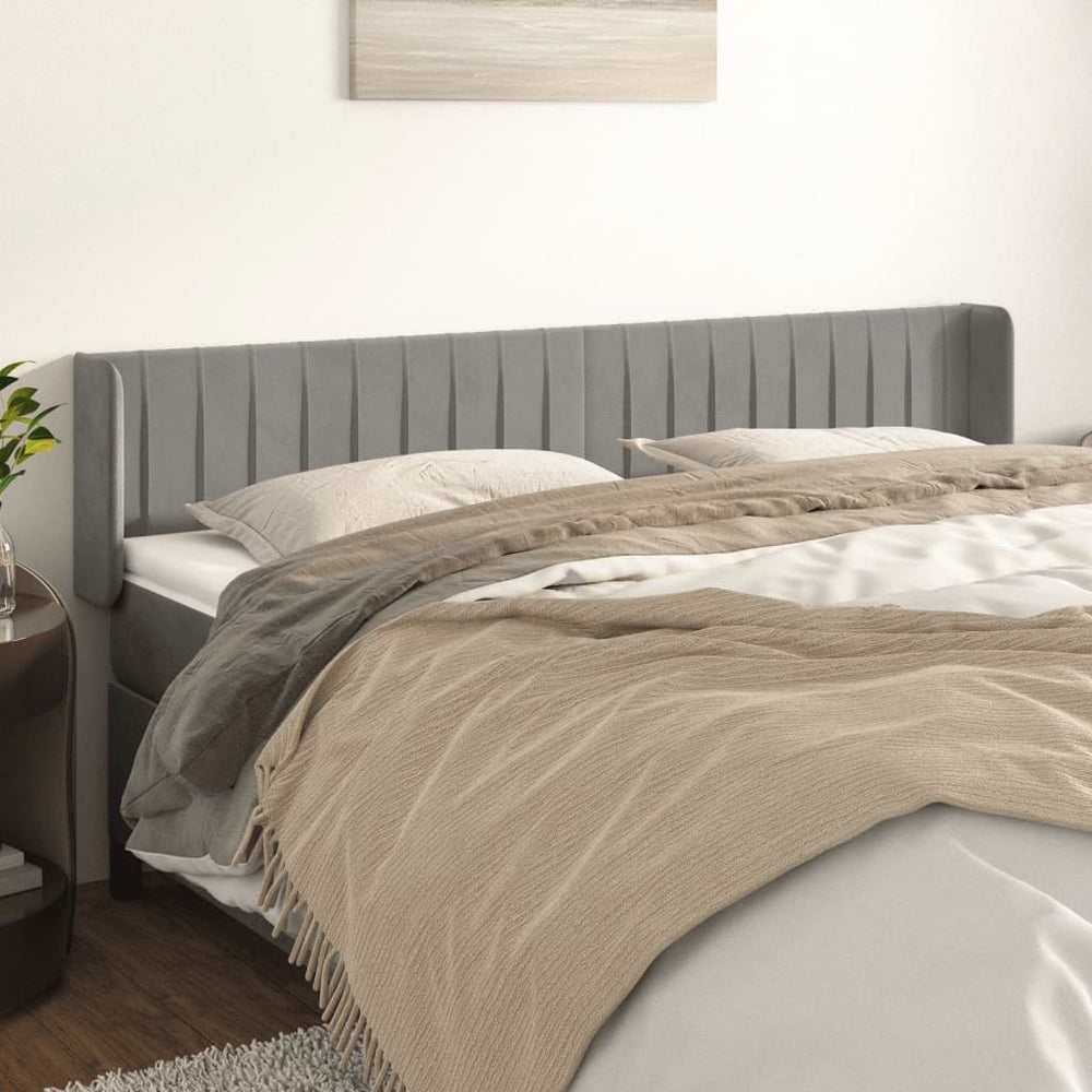 vidaXL Tête de lit à oreilles Gris clair 163x16x78/88 cm Velours