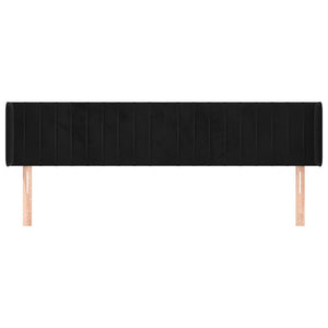 Kopfteil mit Ohren Schwarz 163x16x78/88 cm Samt