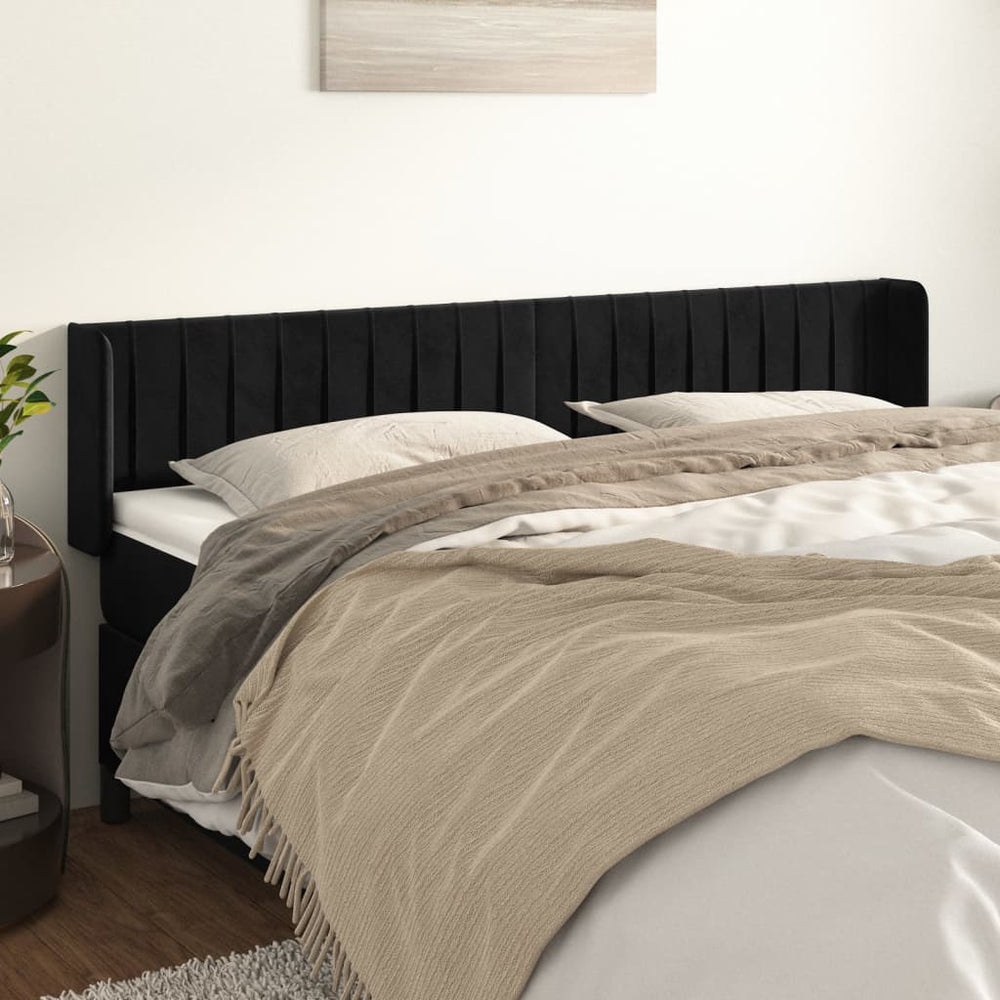 vidaXL Tête de lit à oreilles Noir 163x16x78/88 cm Velours