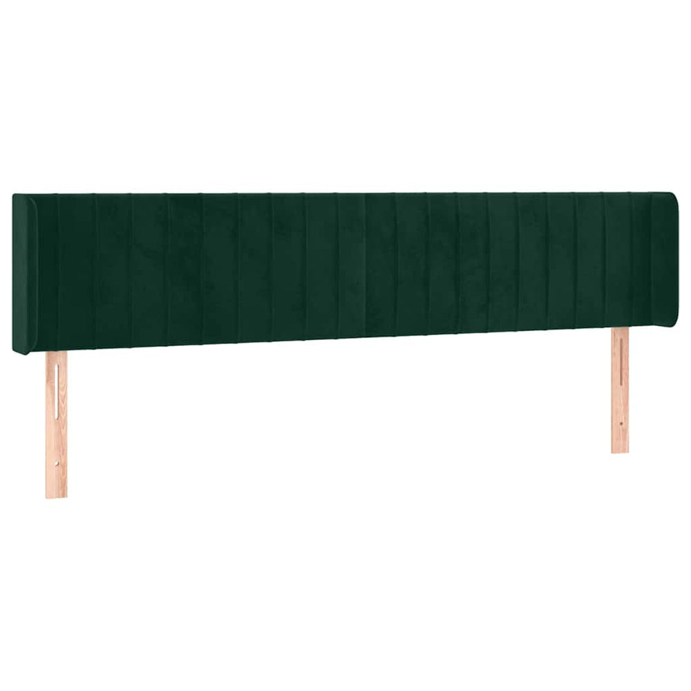 vidaXL Tête de lit à oreilles Vert foncé 163x16x78/88 cm Velours