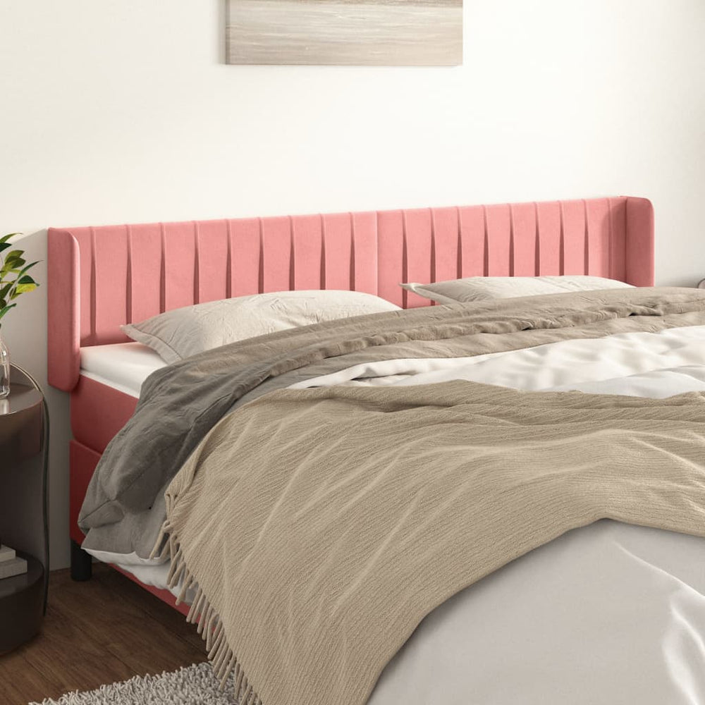 vidaXL Tête de lit avec Oreilles Rose 163x16x78/88 cm Velours