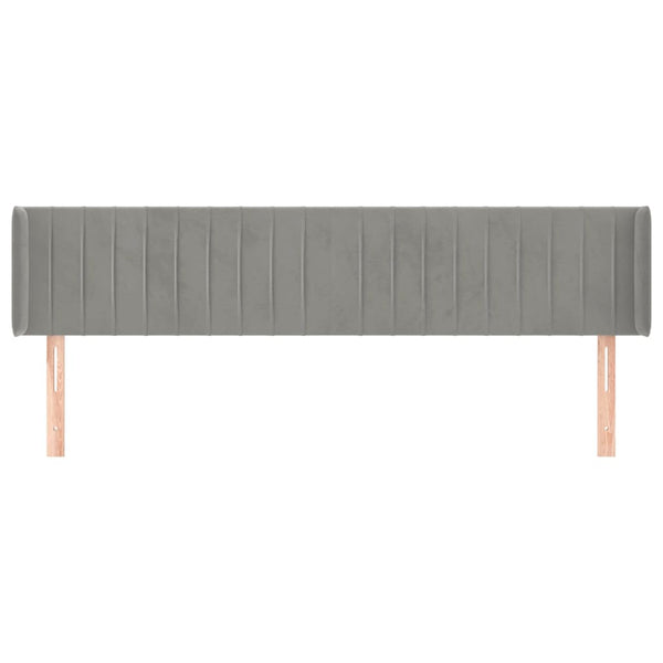 Kopfteil mit Ohren Hellgrau 183x16x78/88 cm Samt