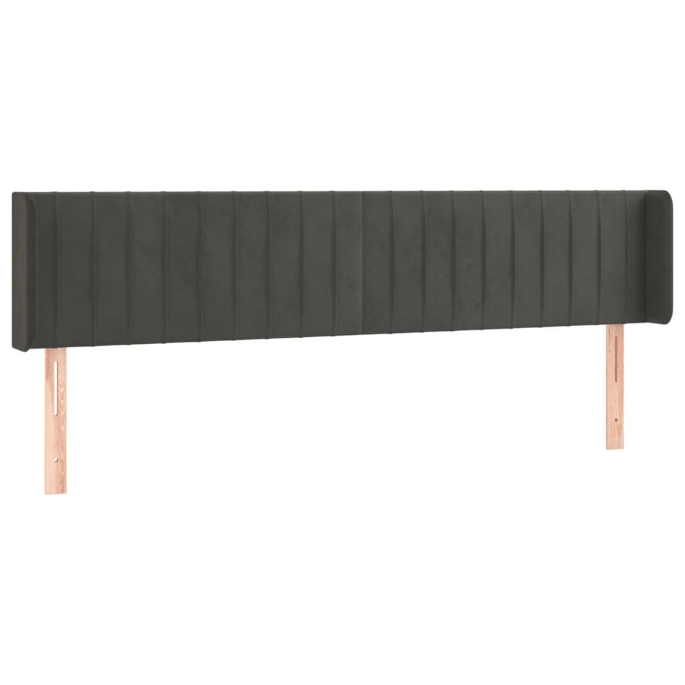 vidaXL Tête de lit à oreilles Gris foncé 183x16x78/88 cm Velours
