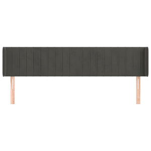 Kopfteil mit Ohren Dunkelgrau 183x16x78/88 cm Samt