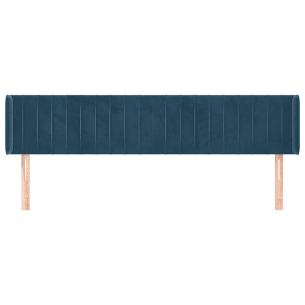 Kopfteil mit Ohren Dunkelblau 183x16x78/88 cm Samt