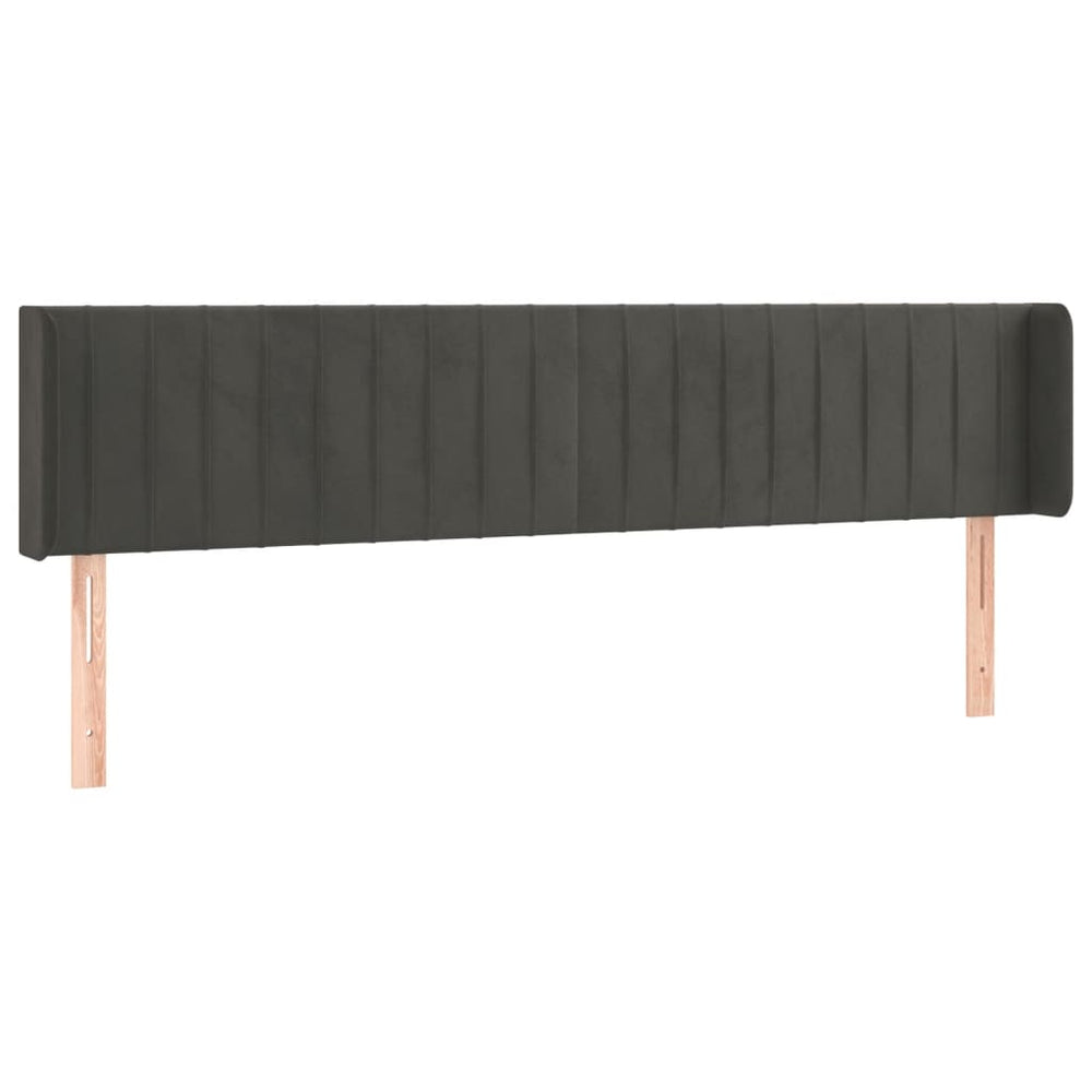 vidaXL Tête de lit à oreilles Gris foncé 203x16x78/88 cm Velours