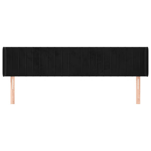 Kopfteil mit Ohren Schwarz 203x16x78/88 cm Samt