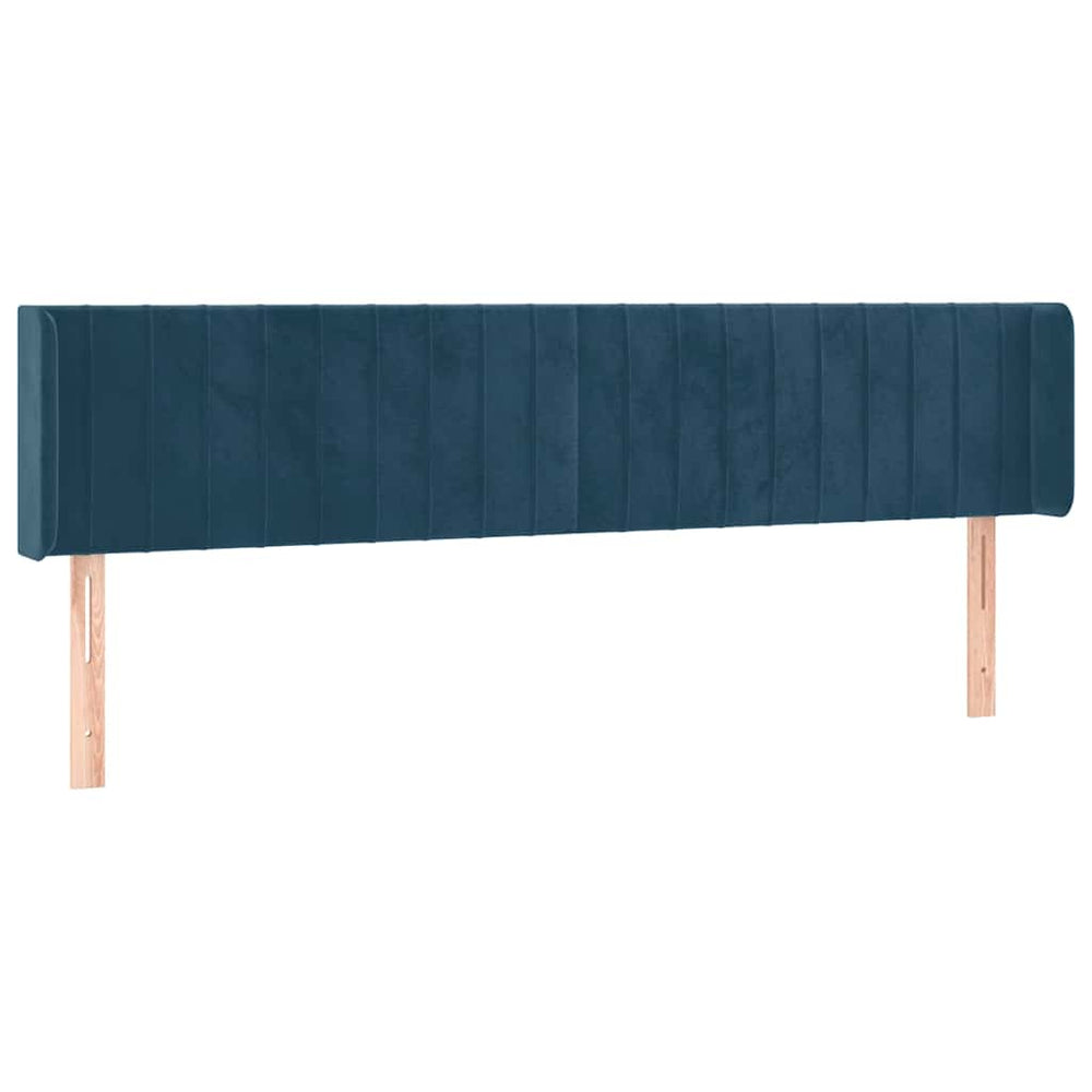 vidaXL Tête de lit à oreilles bleu foncé 203x16x78/88 cm Velours
