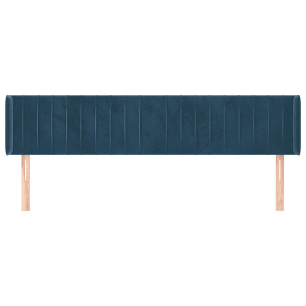 Kopfteil mit Ohren Dunkelblau 203x16x78/88 cm Samt