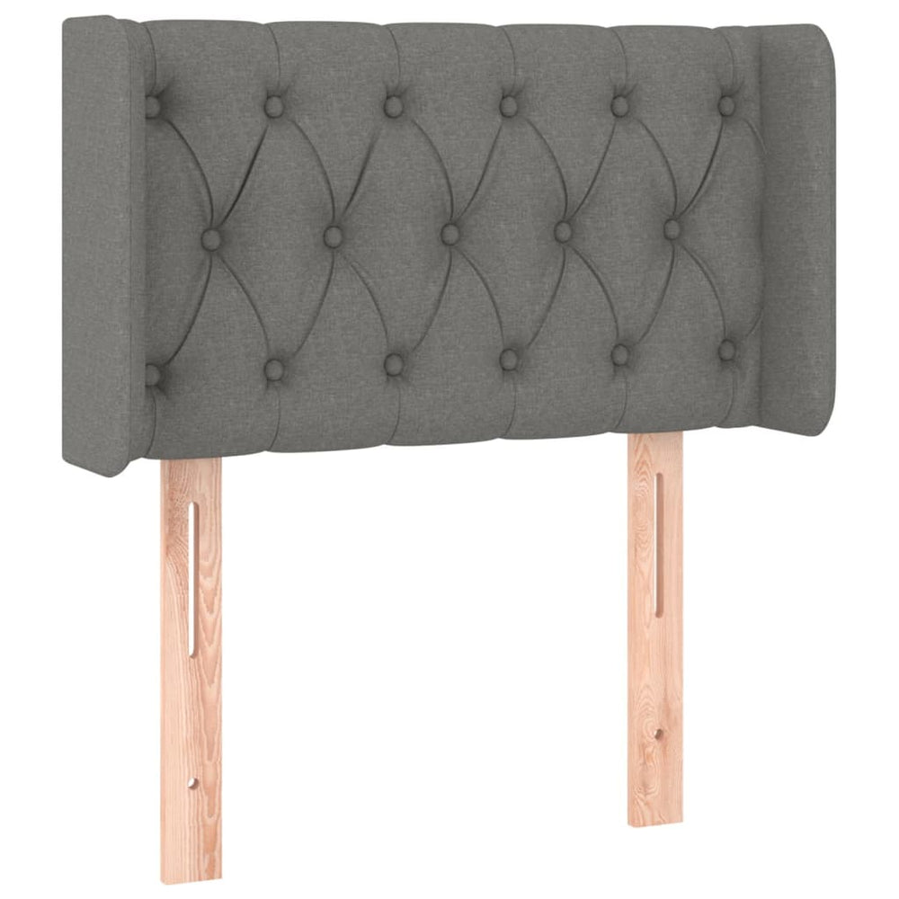 vidaXL Tête de lit à oreilles Gris foncé 83x16x78/88 cm Tissu