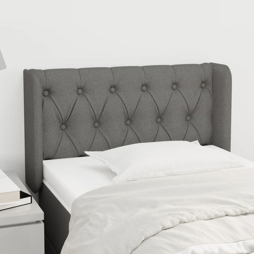 vidaXL Tête de lit à oreilles Gris foncé 83x16x78/88 cm Tissu
