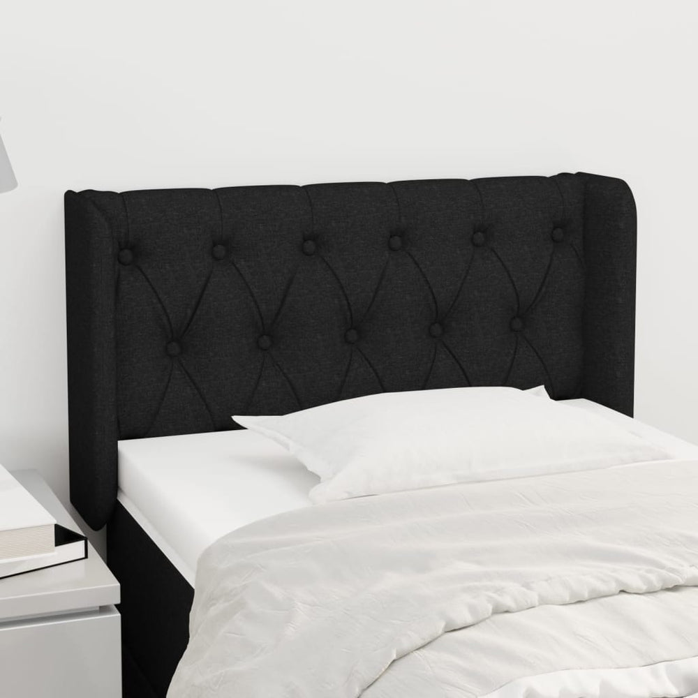 vidaXL Tête de lit à oreilles Noir 83x16x78/88 cm Tissu