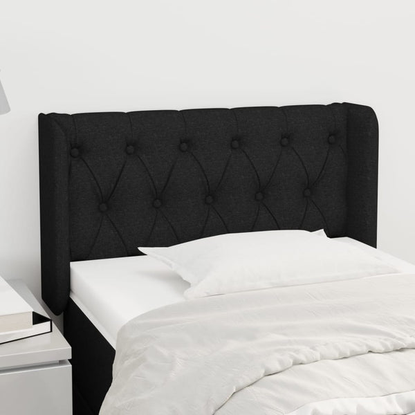 Kopfteil mit Ohren Schwarz 83x16x78/88 cm Stoff