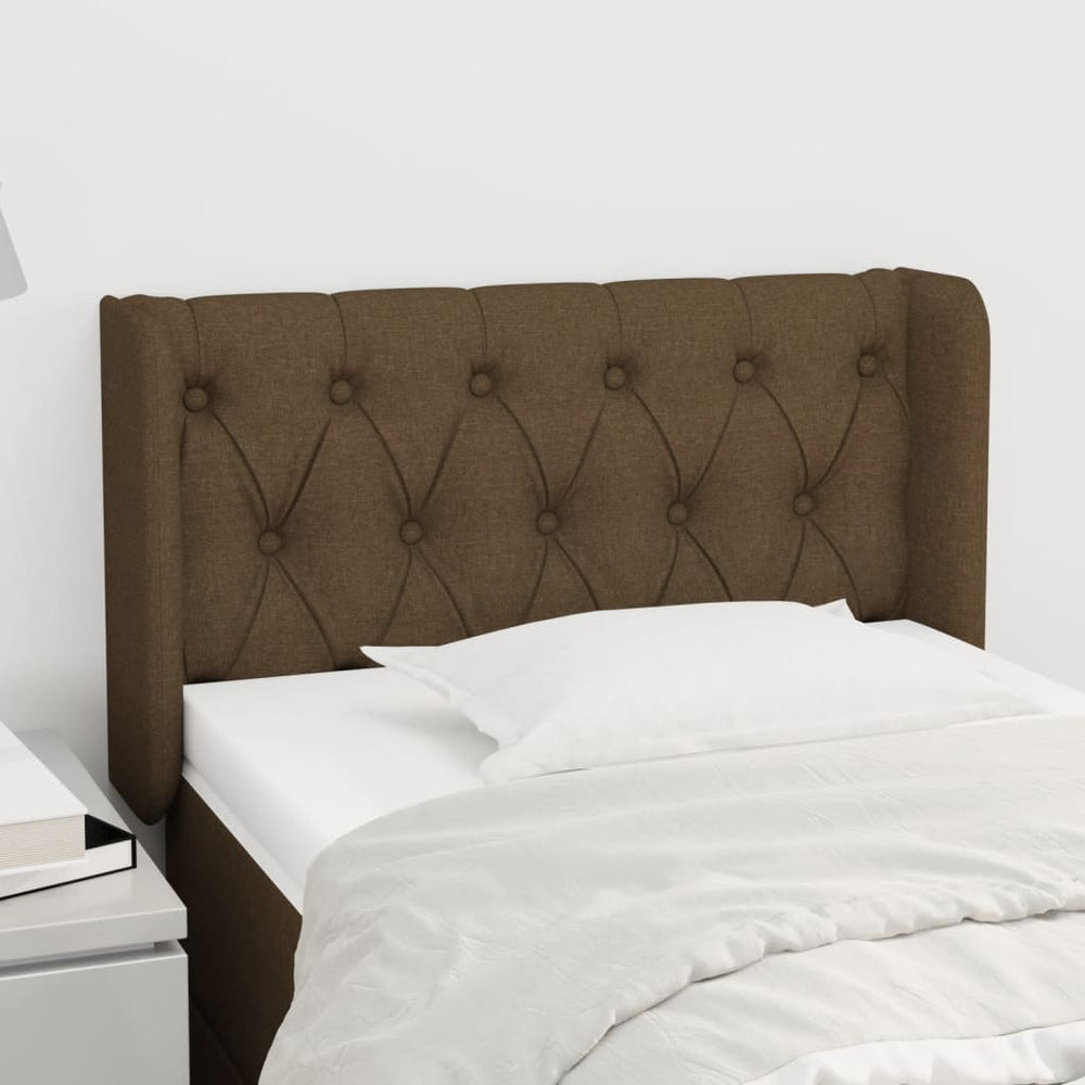 vidaXL Tête de lit à oreilles Marron foncé 83x16x78/88 cm Tissu