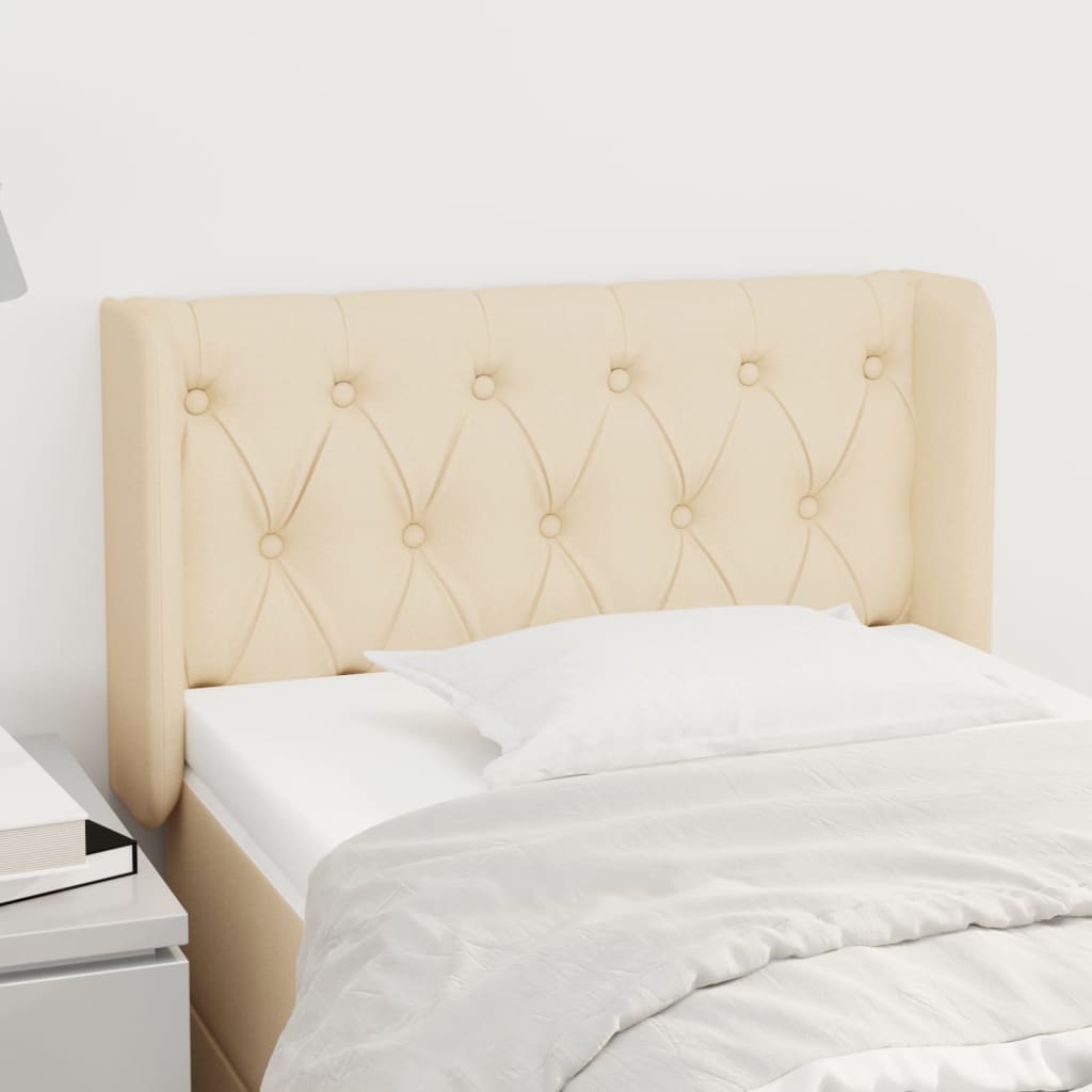 vidaXL Tête de lit à oreilles Crème 83x16x78/88 cm Tissu