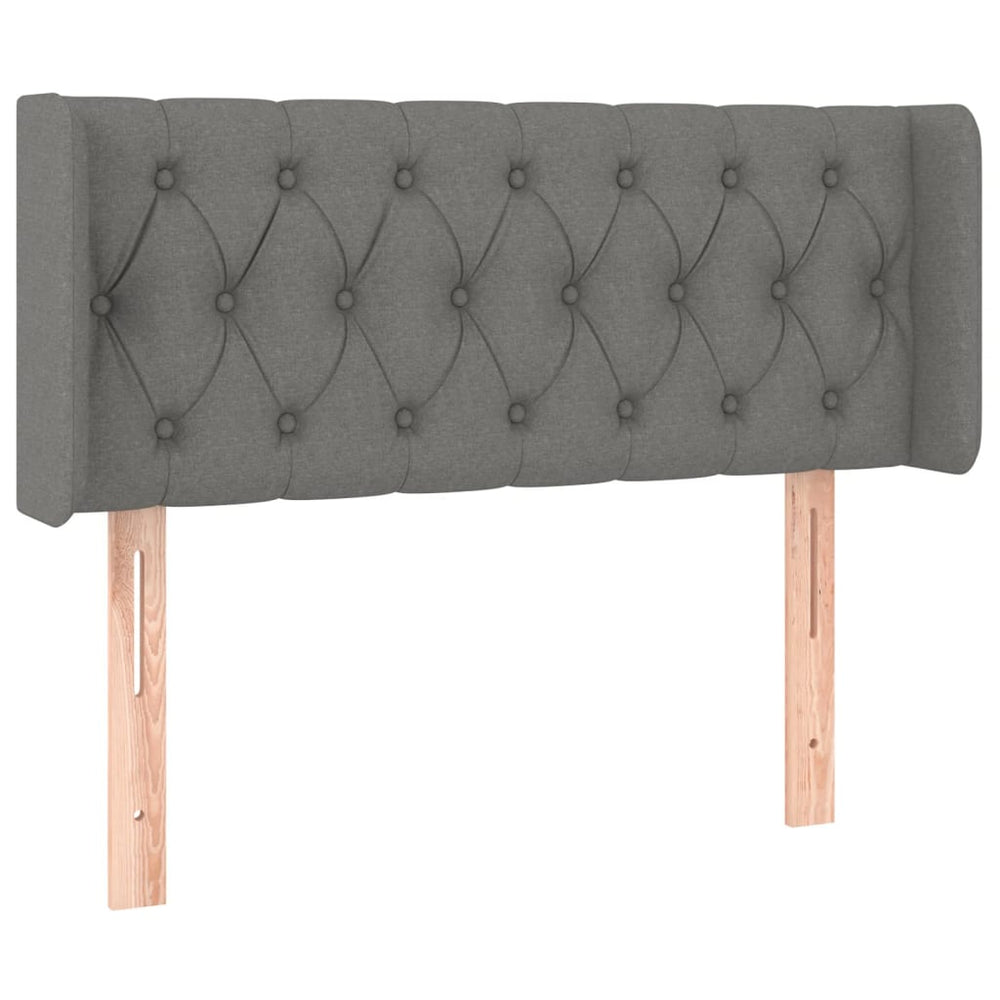 vidaXL Tête de lit à oreilles Gris foncé 93x16x78/88 cm Tissu