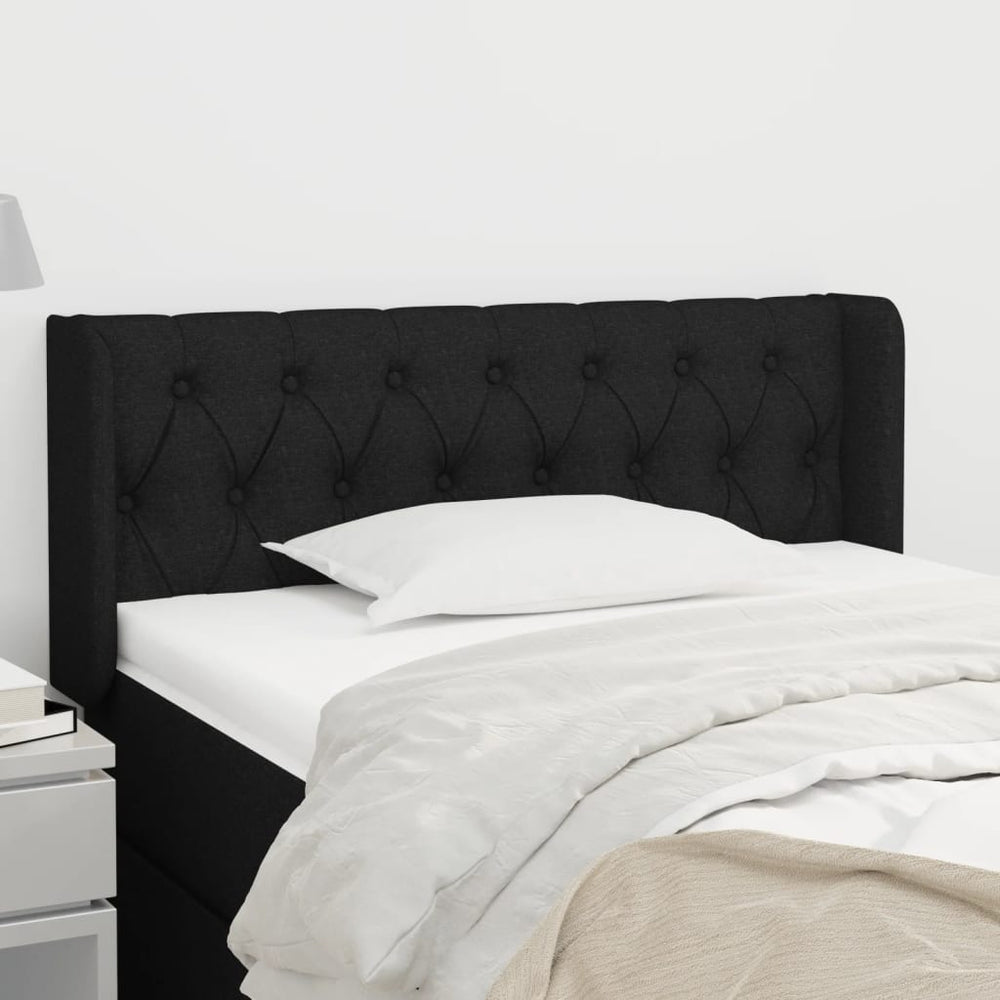 vidaXL Tête de lit à oreilles Noir 93x16x78/88 cm Tissu