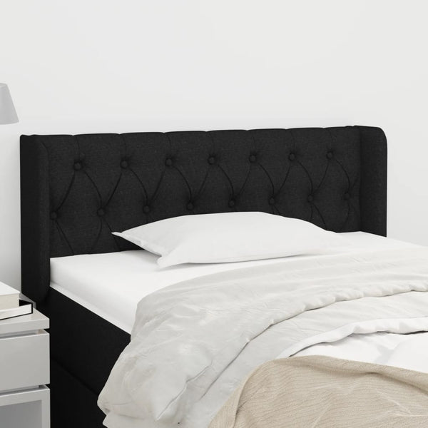 Kopfteil mit Ohren Schwarz 93x16x78/88 cm Stoff