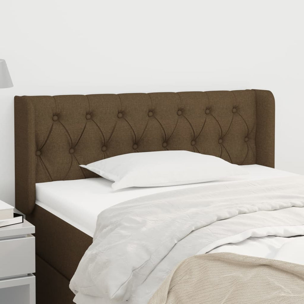 vidaXL Tête de lit à oreilles Marron foncé 93x16x78/88 cm Tissu