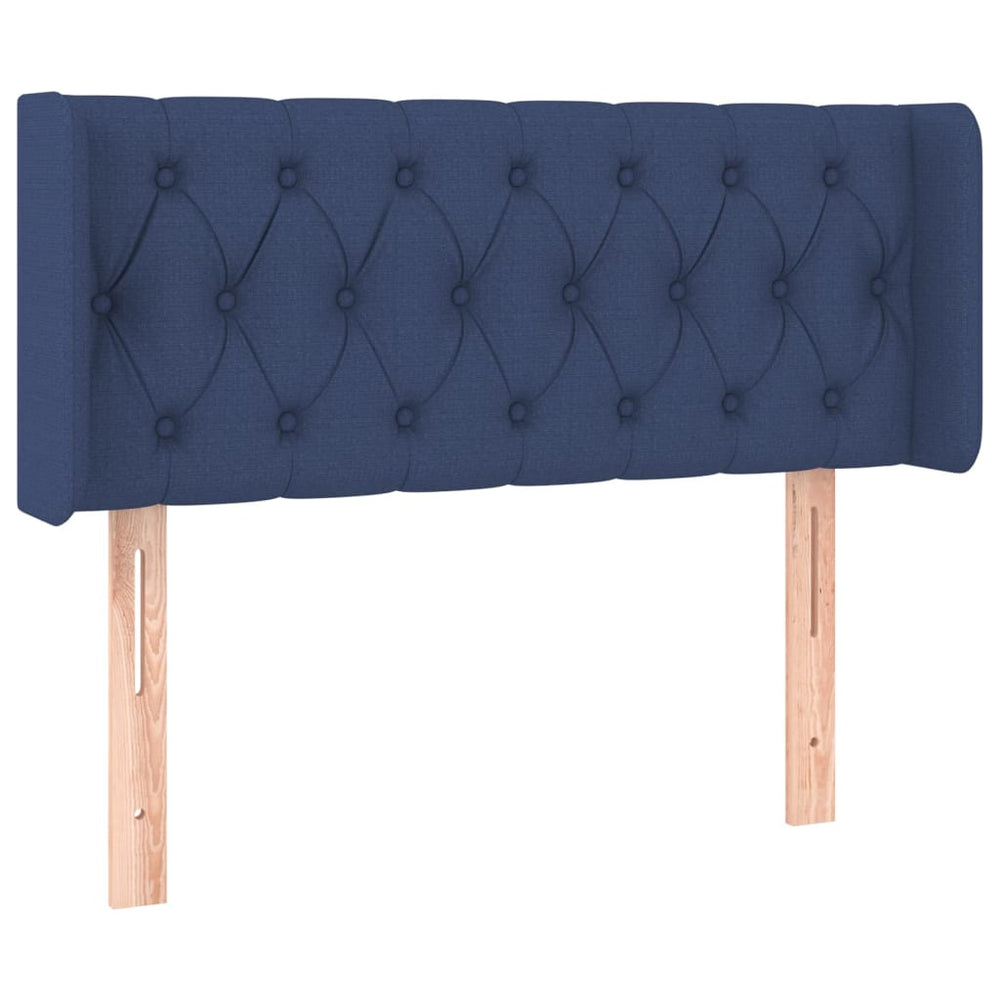 vidaXL Tête de lit à oreilles bleu 93x16x78/88 cm Tissu