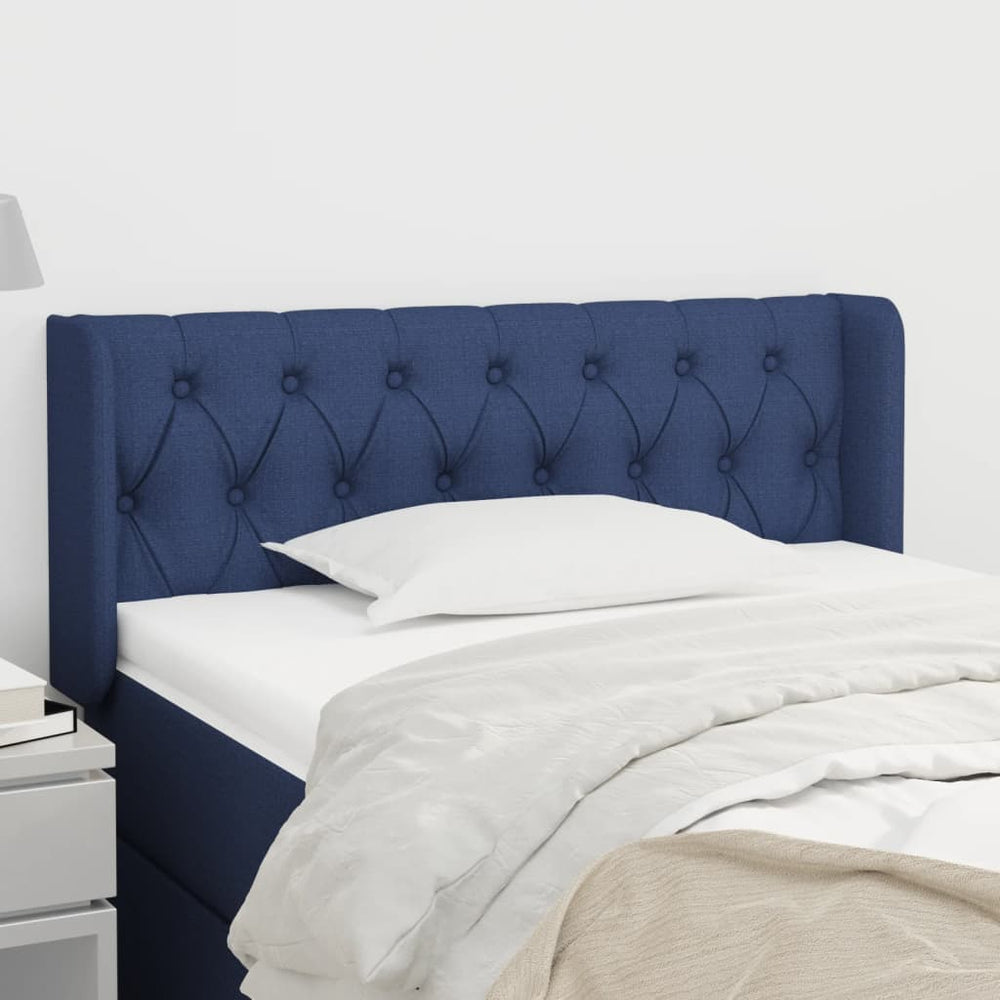 vidaXL Tête de lit à oreilles bleu 93x16x78/88 cm Tissu