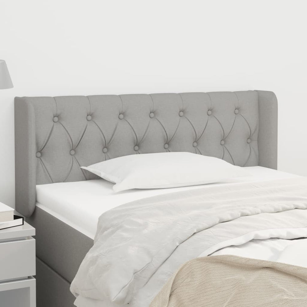 vidaXL Tête de lit à oreilles Gris clair 103x16x78/88 cm Tissu