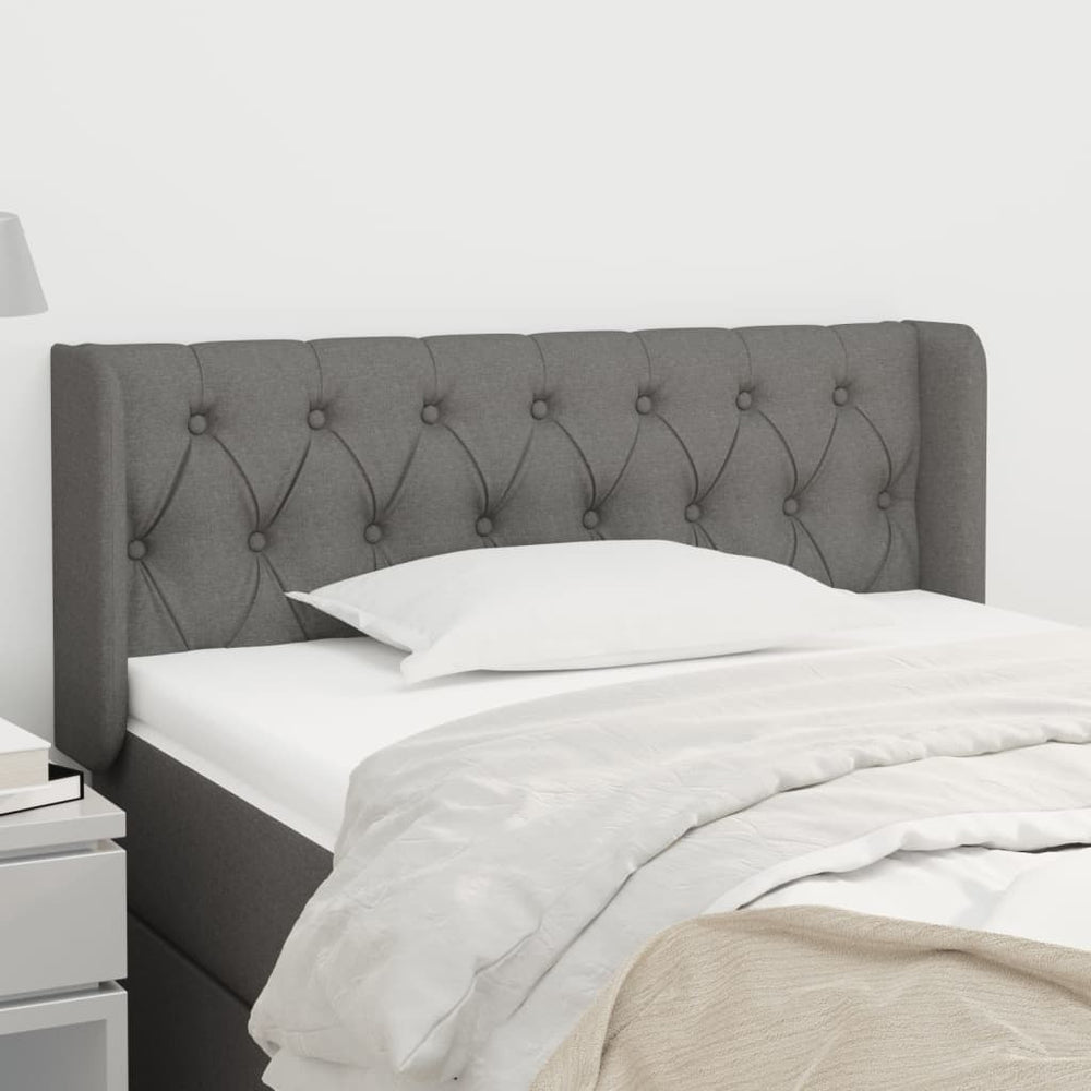 vidaXL Tête de lit avec oreilles Gris foncé 103x16x78/88 cm Tissu