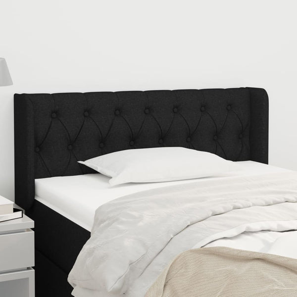 Kopfteil mit Ohren Schwarz 103x16x78/88 cm Stoff