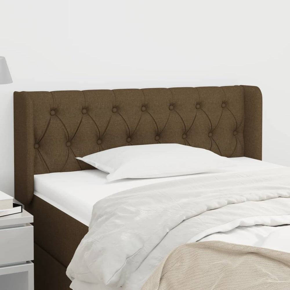 vidaXL Tête de lit avec oreilles Marron foncé 103x16x78/88 cm Tissu