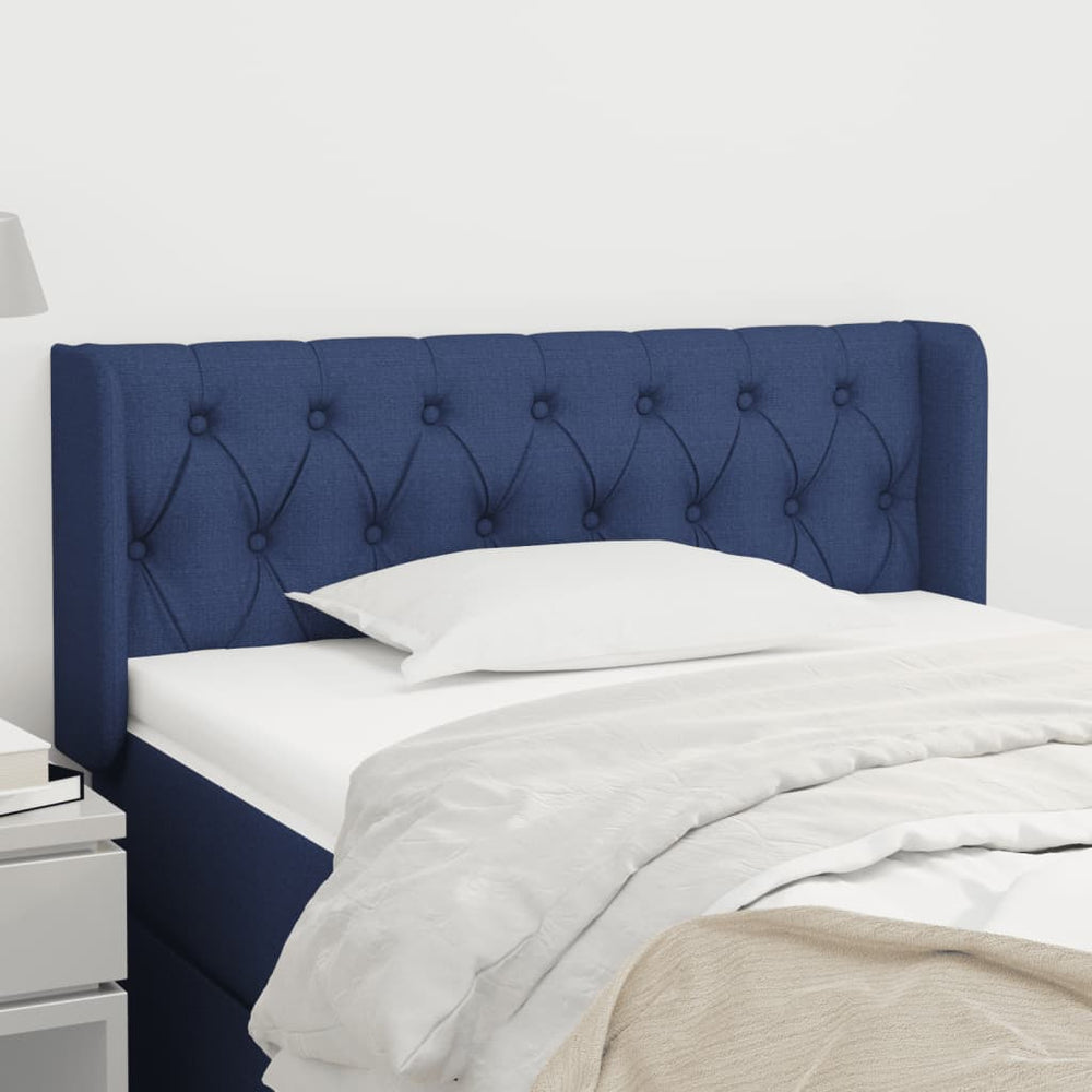 vidaXL Tête de lit avec oreilles Bleu 103x16x78/88 cm Tissu