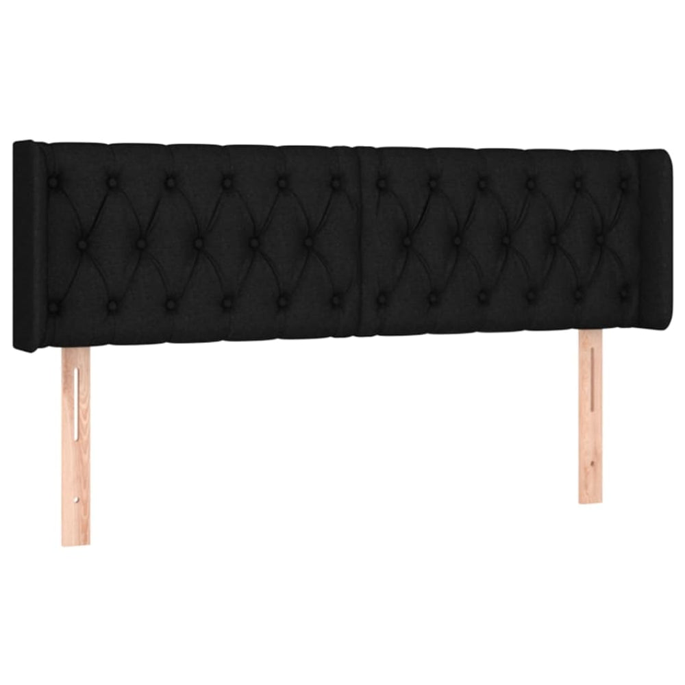 vidaXL Tête de lit à oreilles Noir 147x16x78/88 cm Tissu