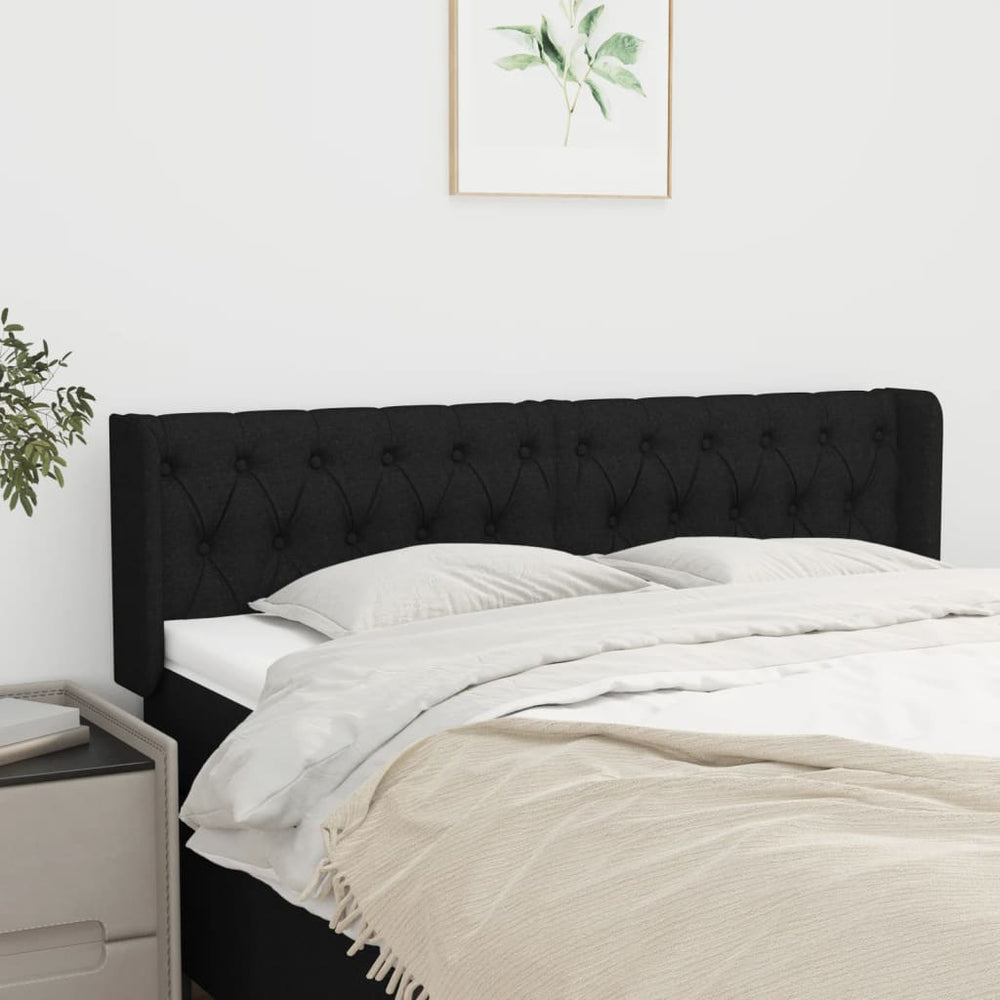 vidaXL Tête de lit à oreilles Noir 147x16x78/88 cm Tissu