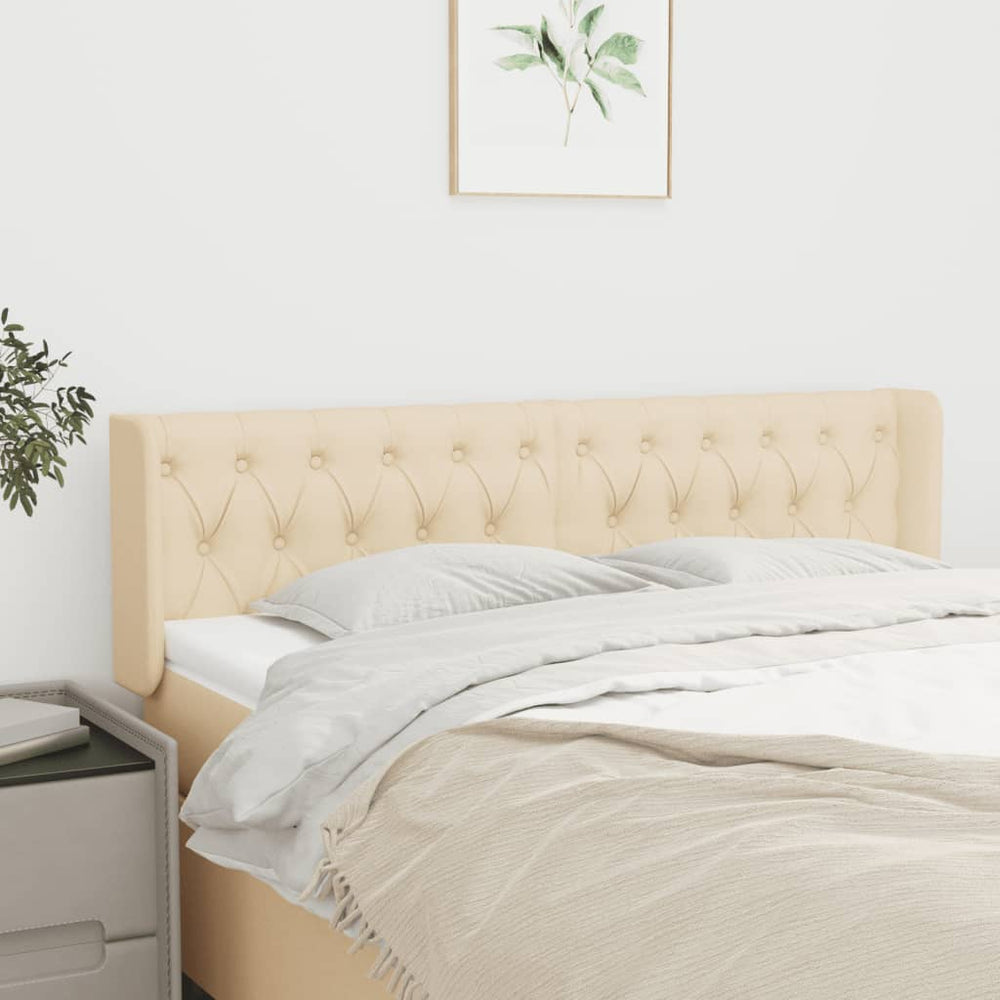 vidaXL Tête de lit à oreilles crème 147x16x78/88 cm Tissu