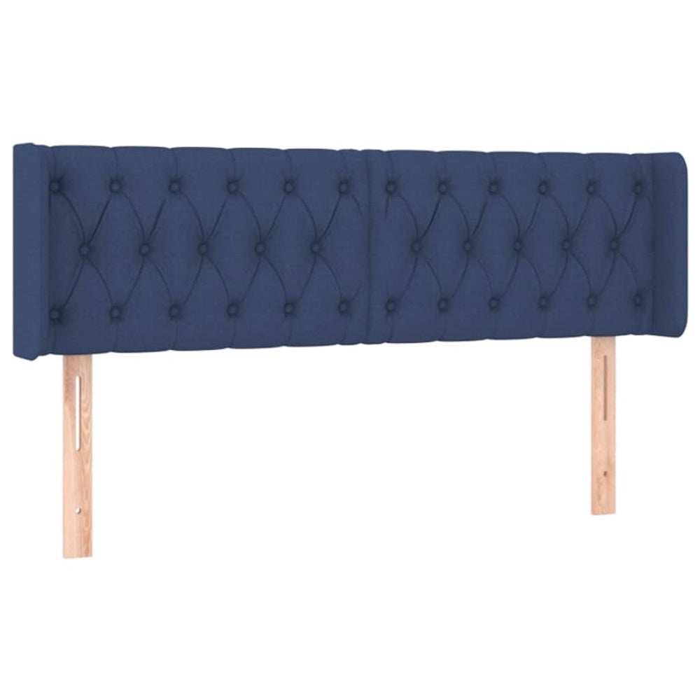 vidaXL Tête de lit à oreilles Bleu 147x16x78/88 cm Tissu