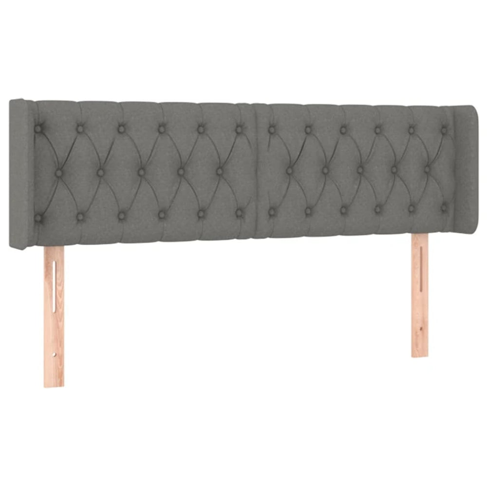 vidaXL Tête de lit à oreilles Gris foncé 163x16x78/88 cm Tissu