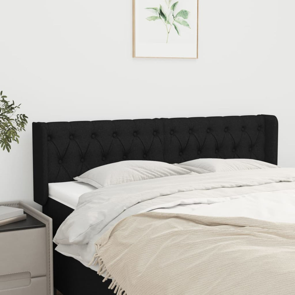 vidaXL Tête de lit à oreilles Noir 163x16x78/88 cm Tissu